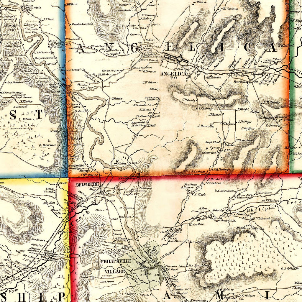 Vintage Map of Allegany County, New York 1856