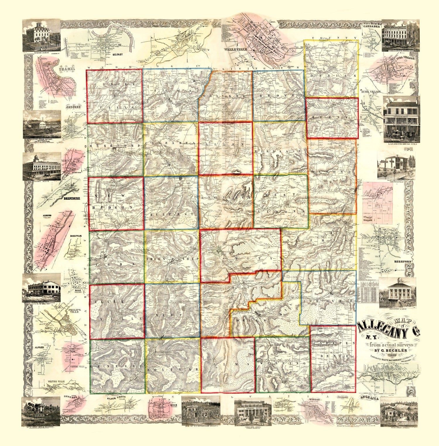 Vintage Map of Allegany County, New York 1856