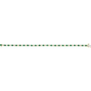 14K Yellow Gold Natural Emerald & 2 1/3 CTW Natural Diamond Line 7" Bracelet – image 3