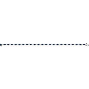 14K White Gold Natural Blue Sapphire &  2 3/8 CTW Natural Diamond Line 7" Bracelet – image 3