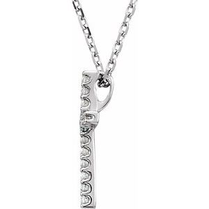 14K White Gold .06 CTW Lab-Grown Diamond Petite Cross 16" Necklace