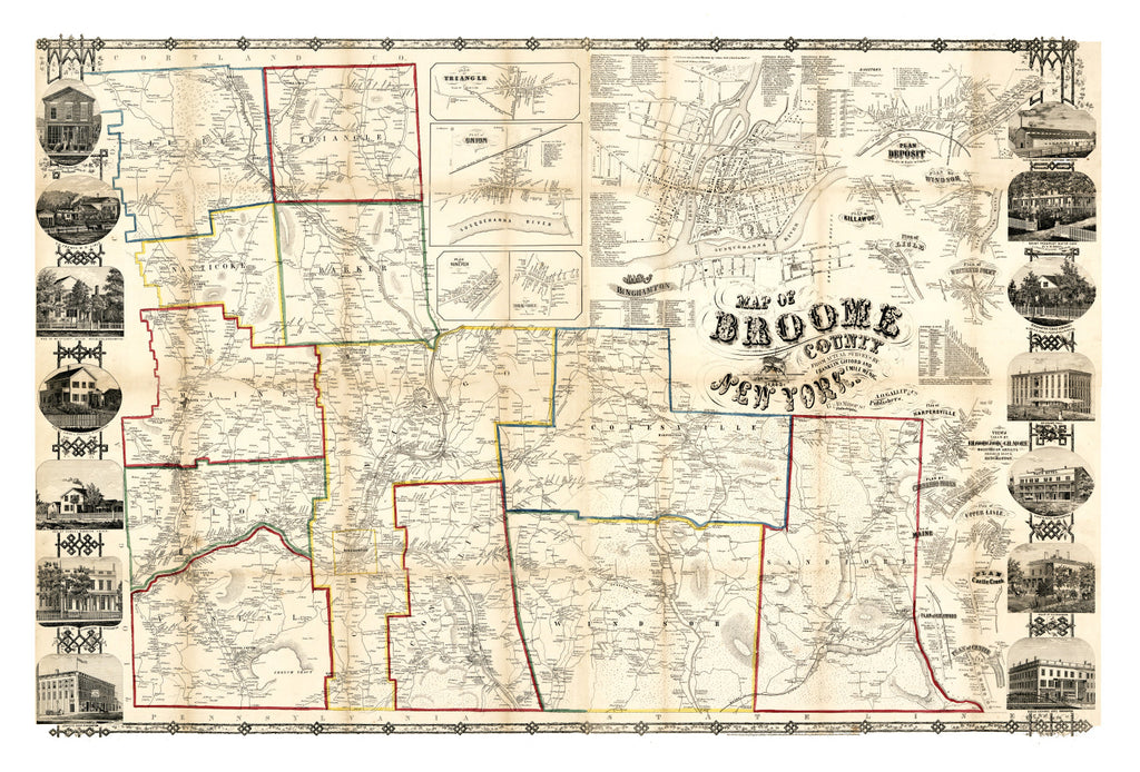 Vintage Map of Broome County, New York 1855