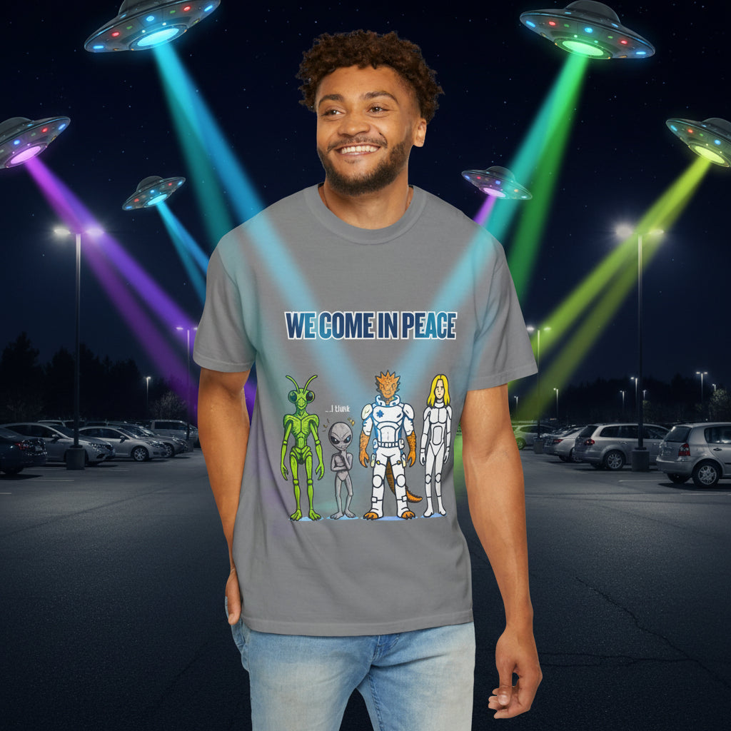 We Come in Peace Alien Crew Graphic T-Shirt