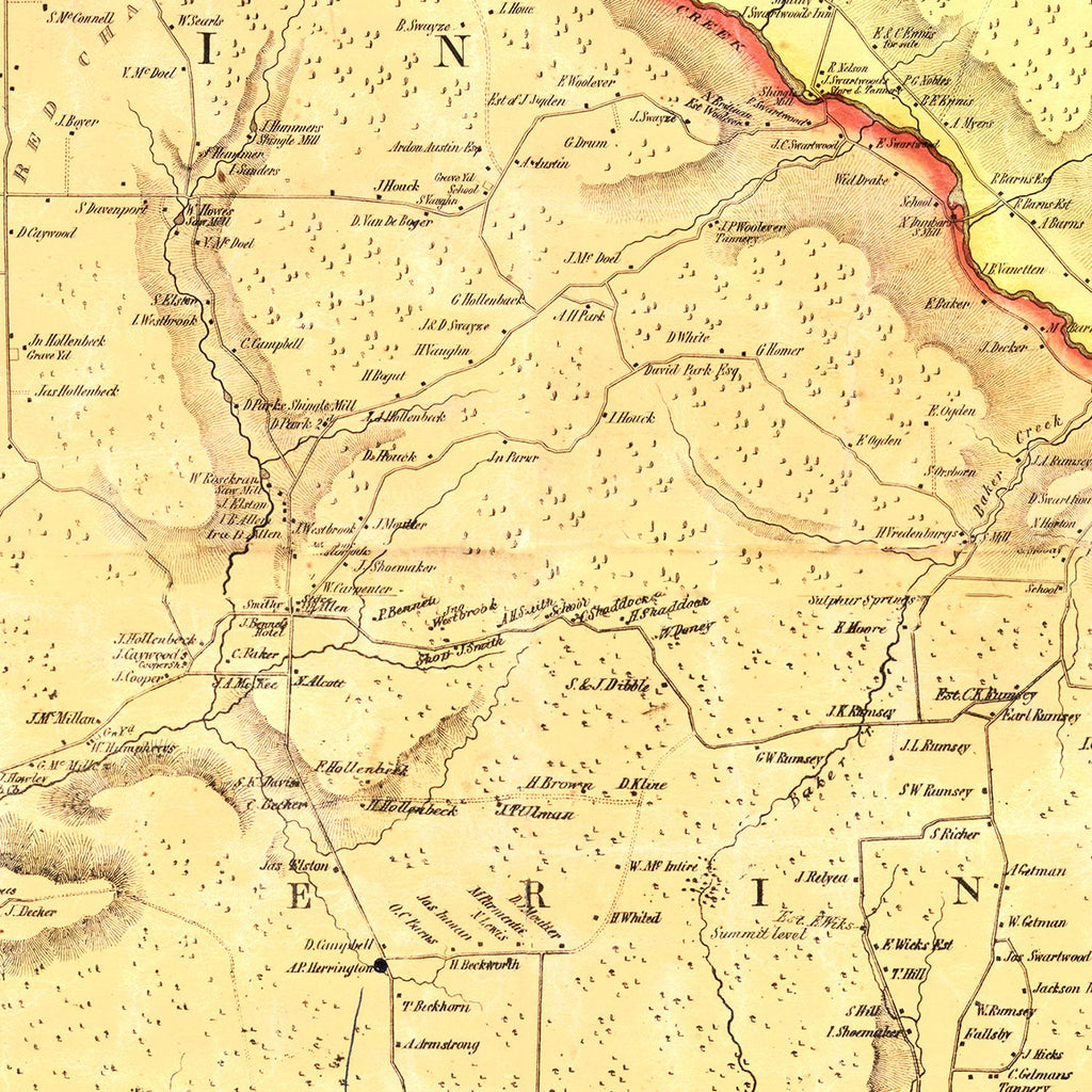 Vintage Map of Chemung County, New York 1853