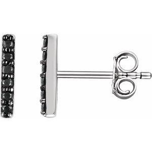 14K White Gold 1/10 CTW Natural Black Diamond Bar Earrings
