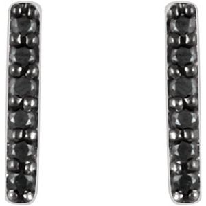 14K White Gold 1/10 CTW Natural Black Diamond Bar Earrings – image 2