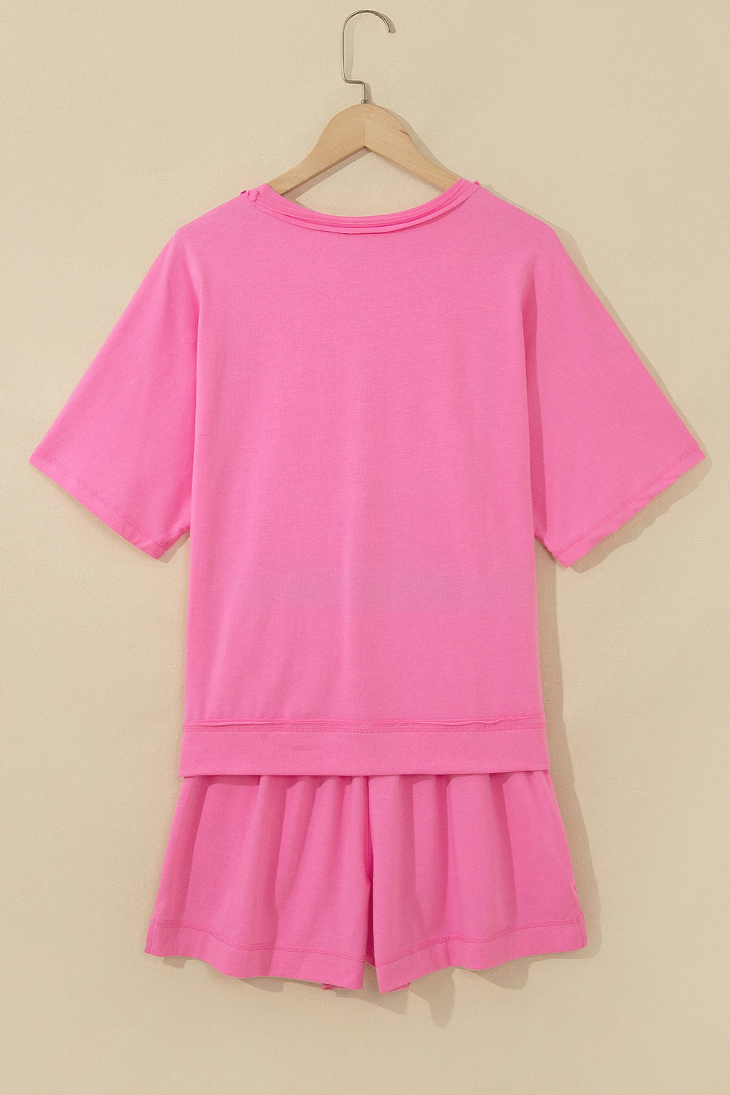 Oversized Raw Edge Patch Pocket Top & Shorts Set