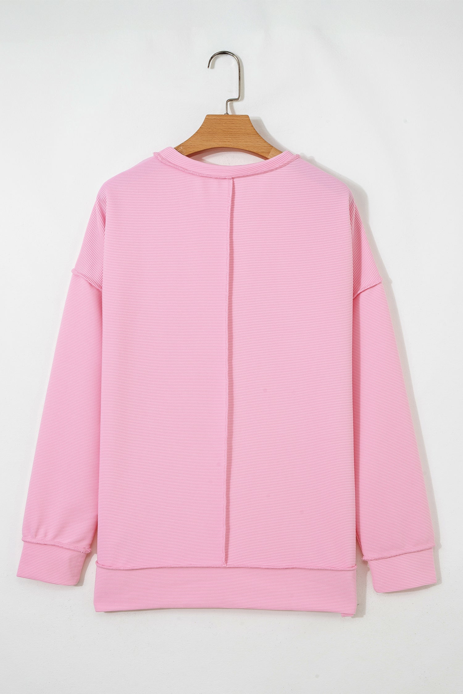 Ribbed Exposed Seam Drop Shoulder Pullover