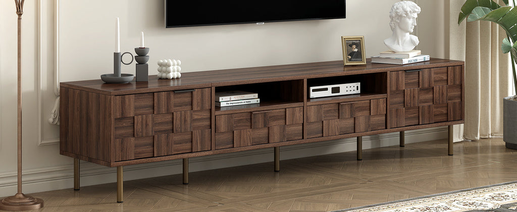 Mid Century TV Stand with 2 Drawers, Media Console Table for TVs up to 85'', Entertainment Center with Storage for Living room, Bedroom, Home Theatre