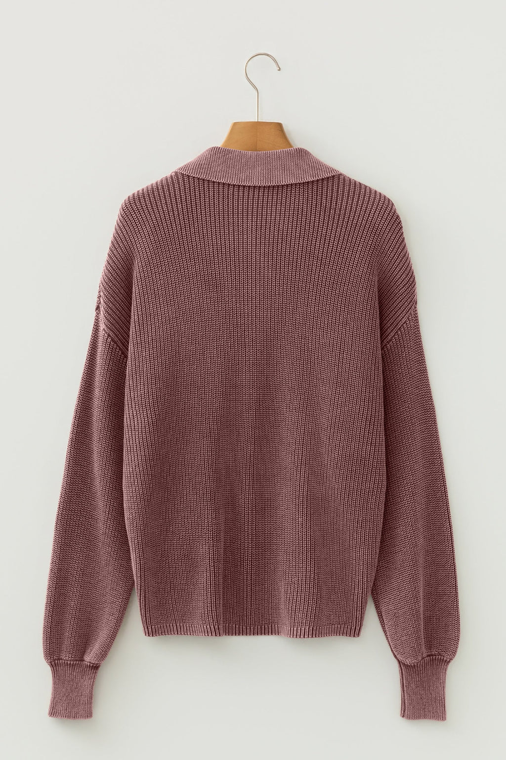Mineral Wash Knit Button Polo Collar Sweater