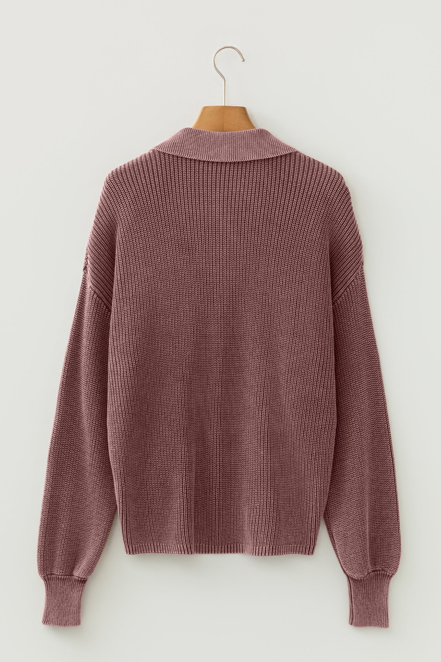 Mineral Wash Knit Button Polo Collar Sweater