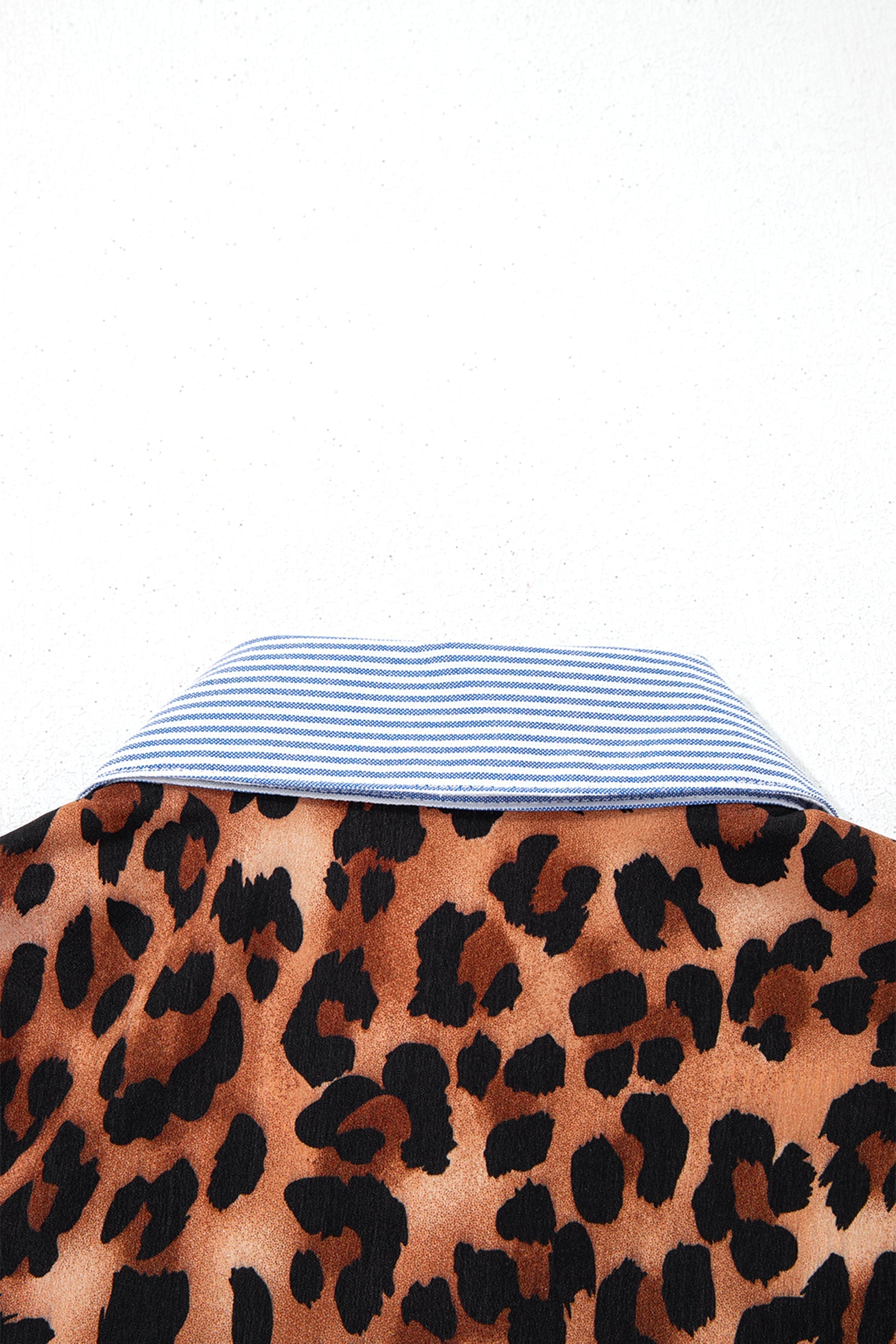 Varsity Stripe Leopard Patchwork Button Down Shirt