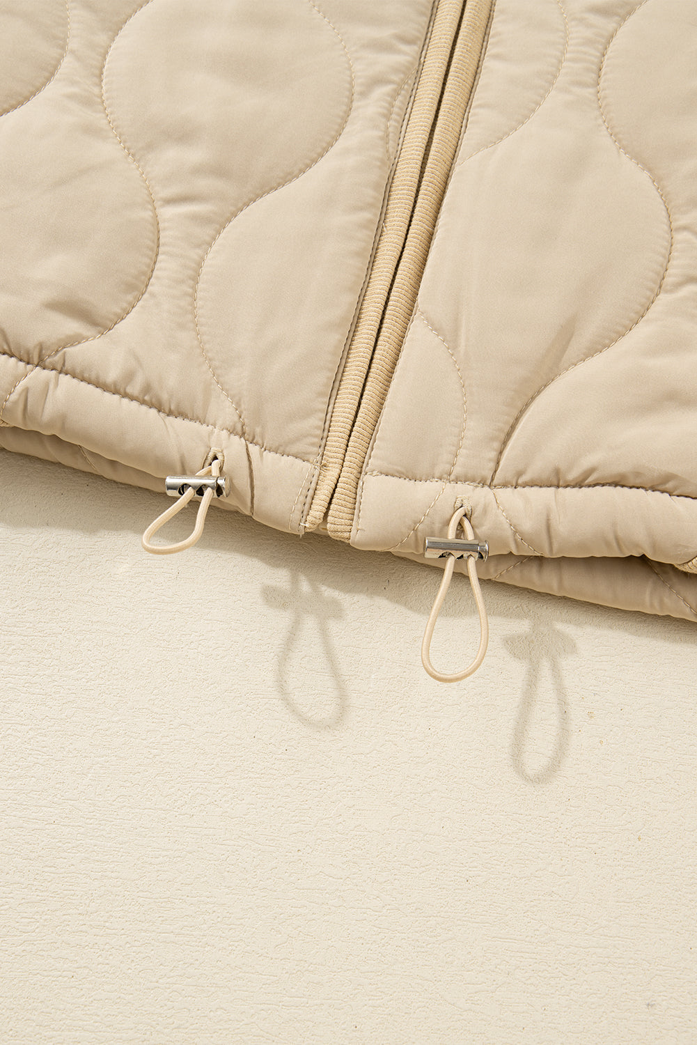 Solid Quilted Fleece Lined Zip Up Jacket Vest
