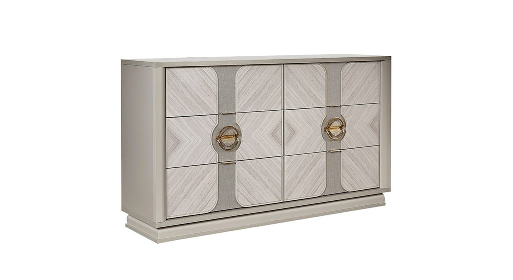 Eternity Traditional Style 5 Pc Queen Bedroom Set Made with Wood and Gold Accents in Beige(NJ INVENTORY)