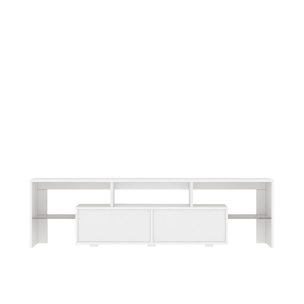 High gloss TV Stand with LED Lights for TVs up to 65'', Modern TV Console with Storage Cabinets for Living Room