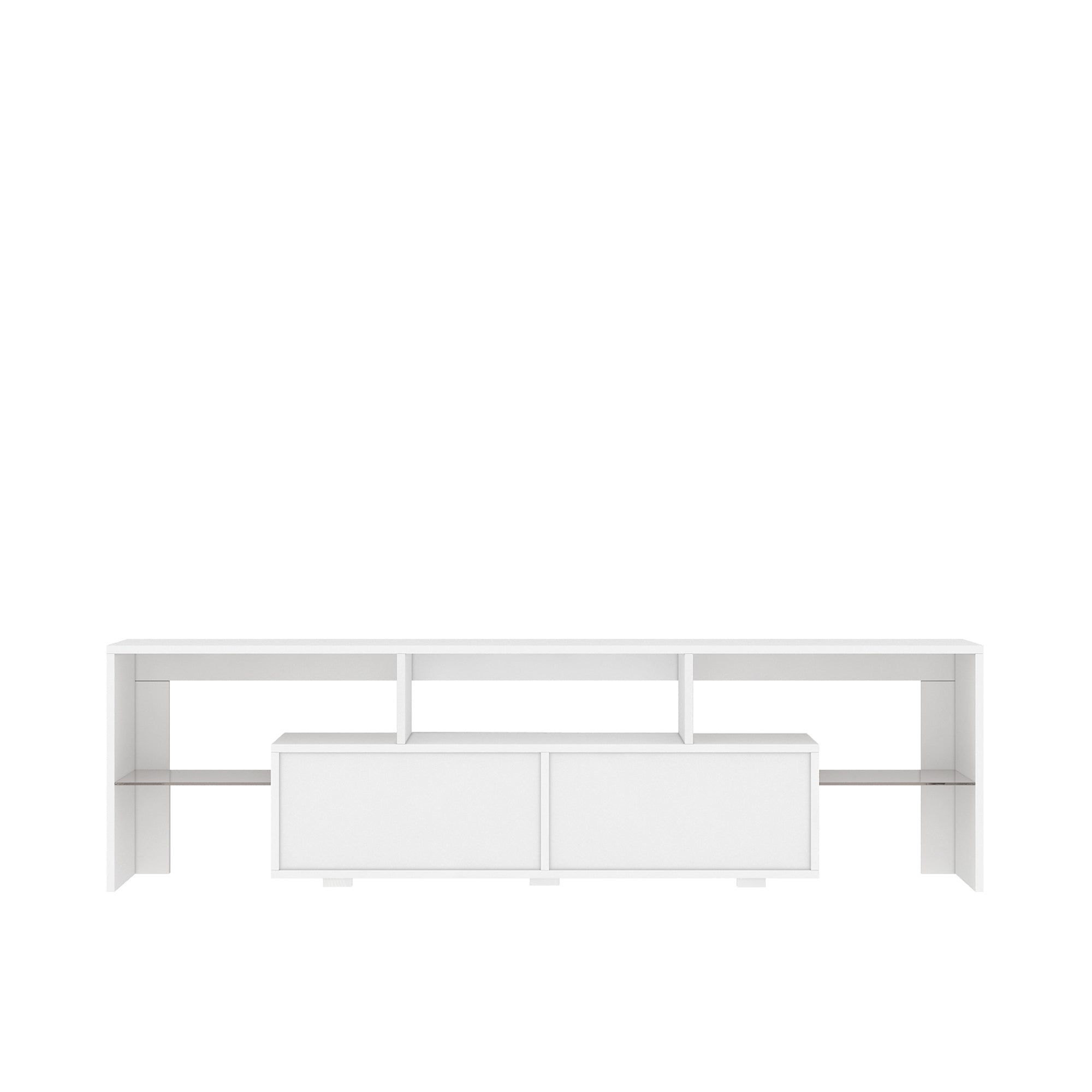 High gloss TV Stand with LED Lights for TVs up to 65'', Modern TV Console with Storage Cabinets for Living Room