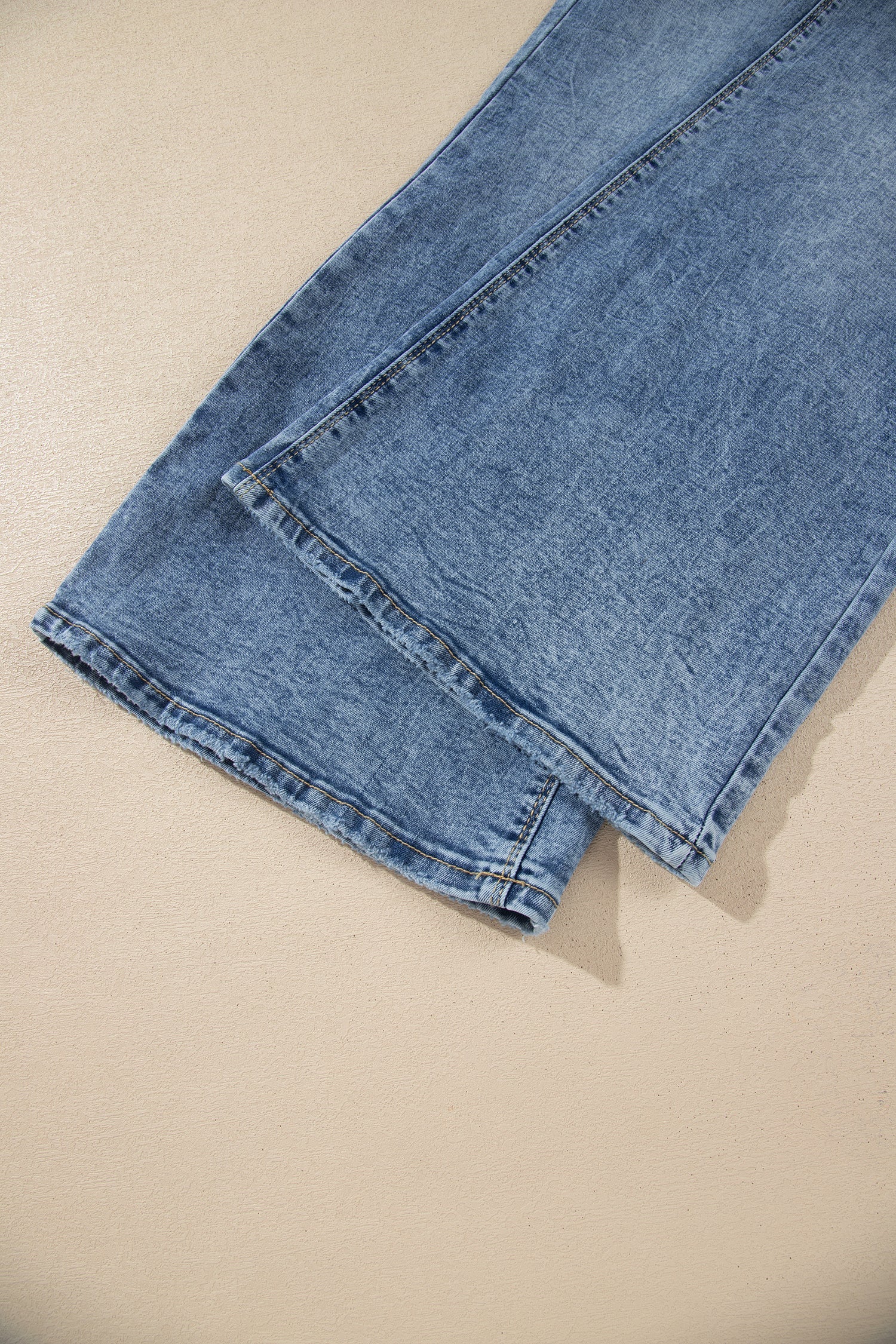 Denim Acid Wash Pockets Flare Jeans