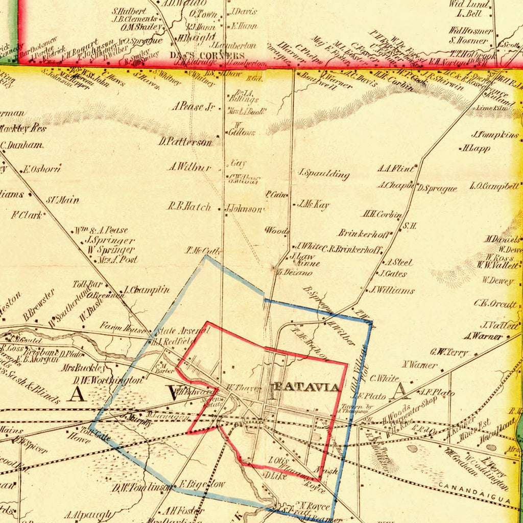 Vintage Map of Genesee County, New York 1854