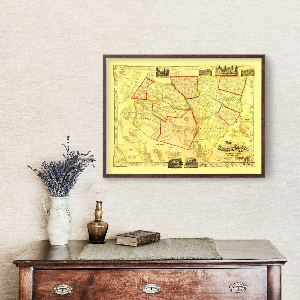 Vintage Map of Greene County, New York 1856