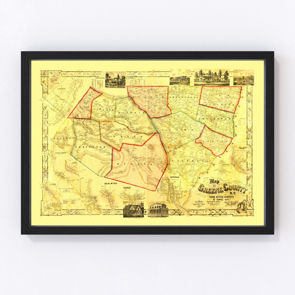Vintage Map of Greene County, New York 1856