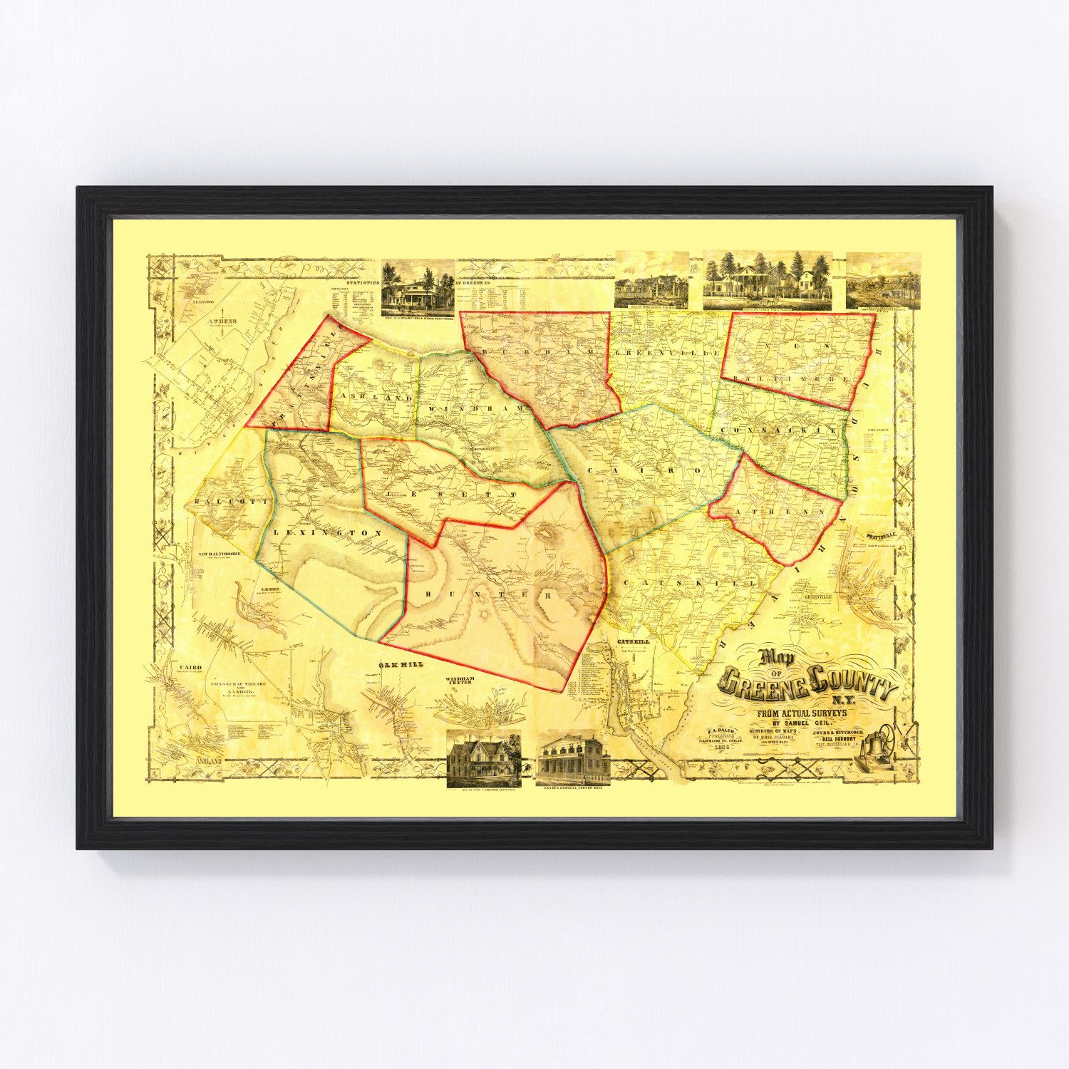 Vintage Map of Greene County, New York 1856