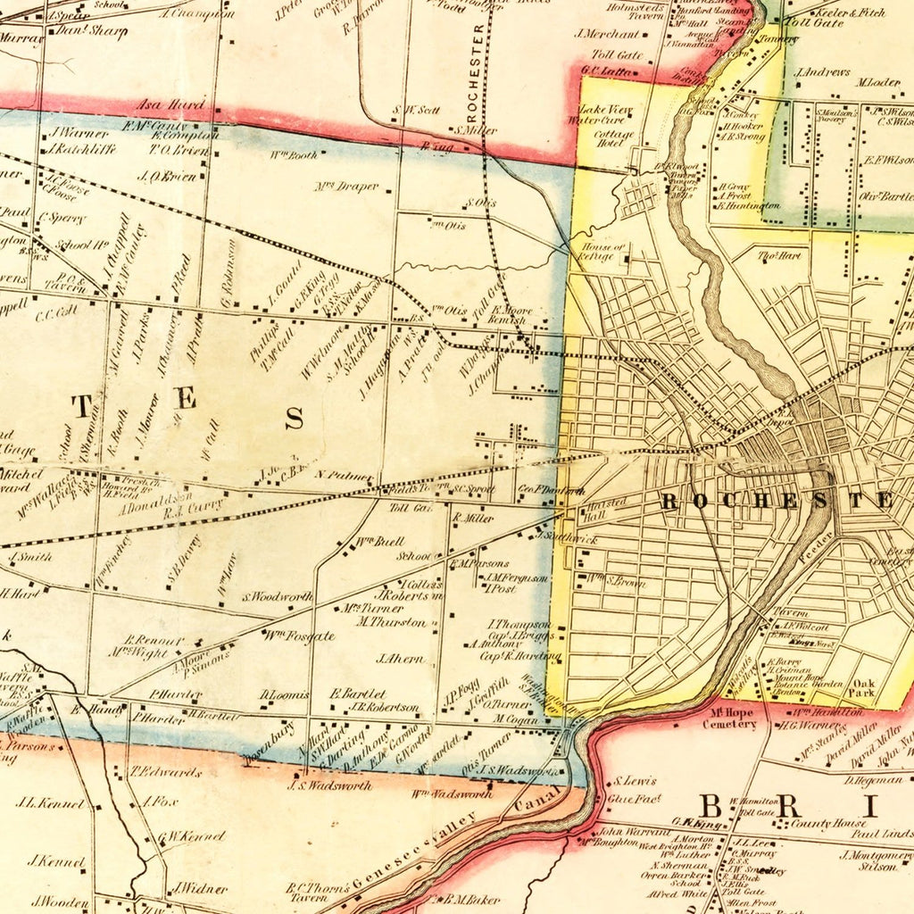 Vintage Map of Monroe County, New York 1852