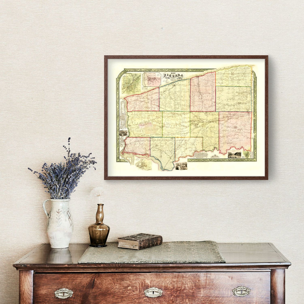 Vintage Map of Niagara County, New York 1852