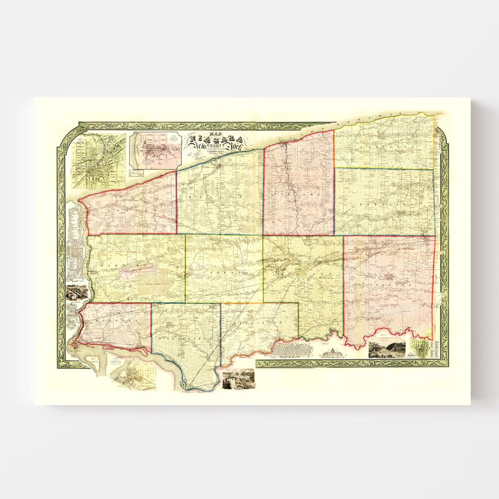 Vintage Map of Niagara County, New York 1852