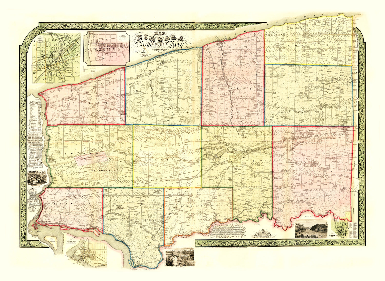 Vintage Map of Niagara County, New York 1852