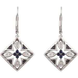 Sterling Silver Natural Blue Sapphire & .04 CTW Natural Diamond Earrings – image 2