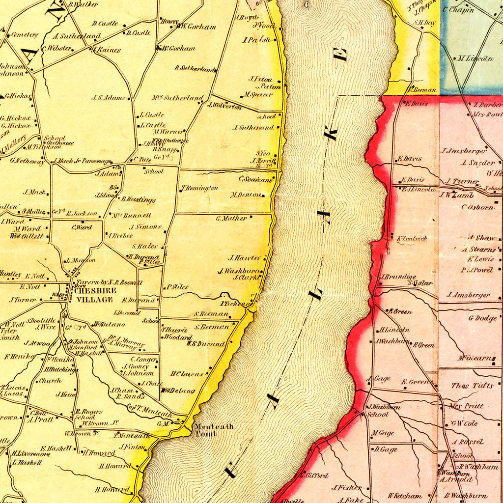 Vintage Map of Ontario County, New York 1852