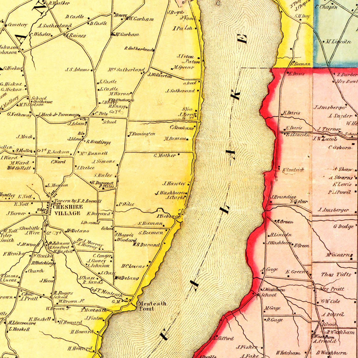 Vintage Map of Ontario County, New York 1852