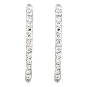 14K White Gold 2 CTW Natural Diamond Inside-Outside 29.5 mm Hinged Hoop Earrings – image 2