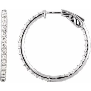 14K Yellow 2 CTW Lab-Grown Diamond Inside-Outside 29.5 mm Hinged Hoop Earrings