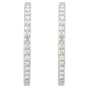 Platinum 3 CTW Natural Diamond Inside-Outside 34.5 mm Hinged Hoop Earrings – image 2