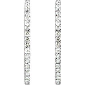 Sterling Silver Imitation White Cubic Zirconia Inside-Outside 41.5 mm Hinged Hoop Earrings – image 3