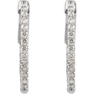 Sterling Silver Imitation White Cubic Zirconia Inside-Outside 19 mm Hinged Hoop Earrings – image 2
