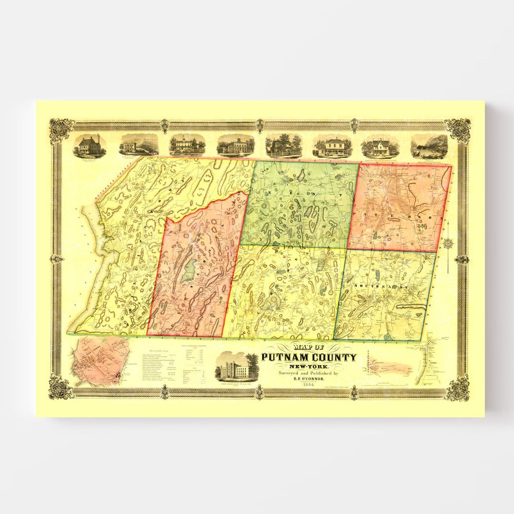 Vintage Map of Putnam County, New York 1854