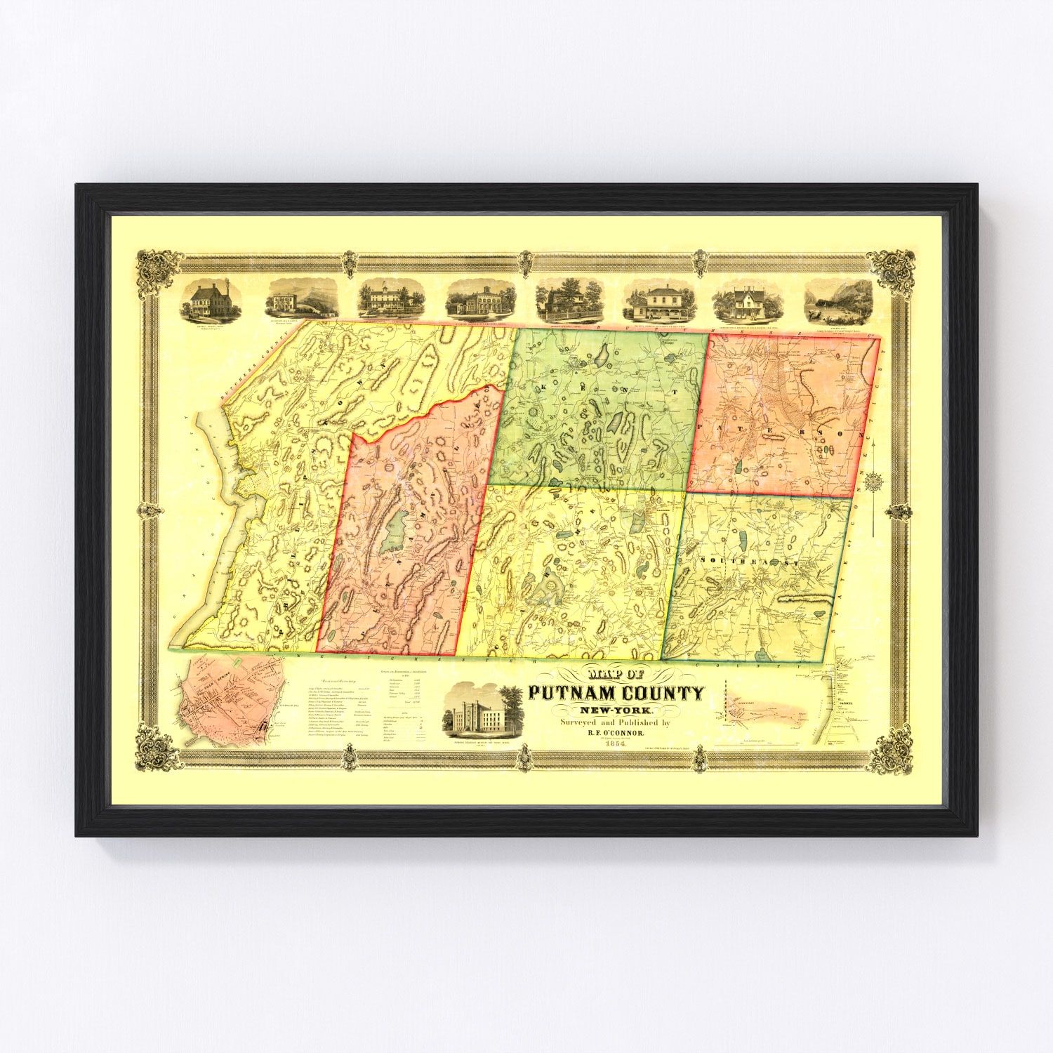 Vintage Map of Putnam County, New York 1854
