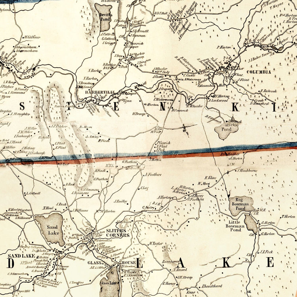 Vintage Map of Rensselaer County, New York 1854
