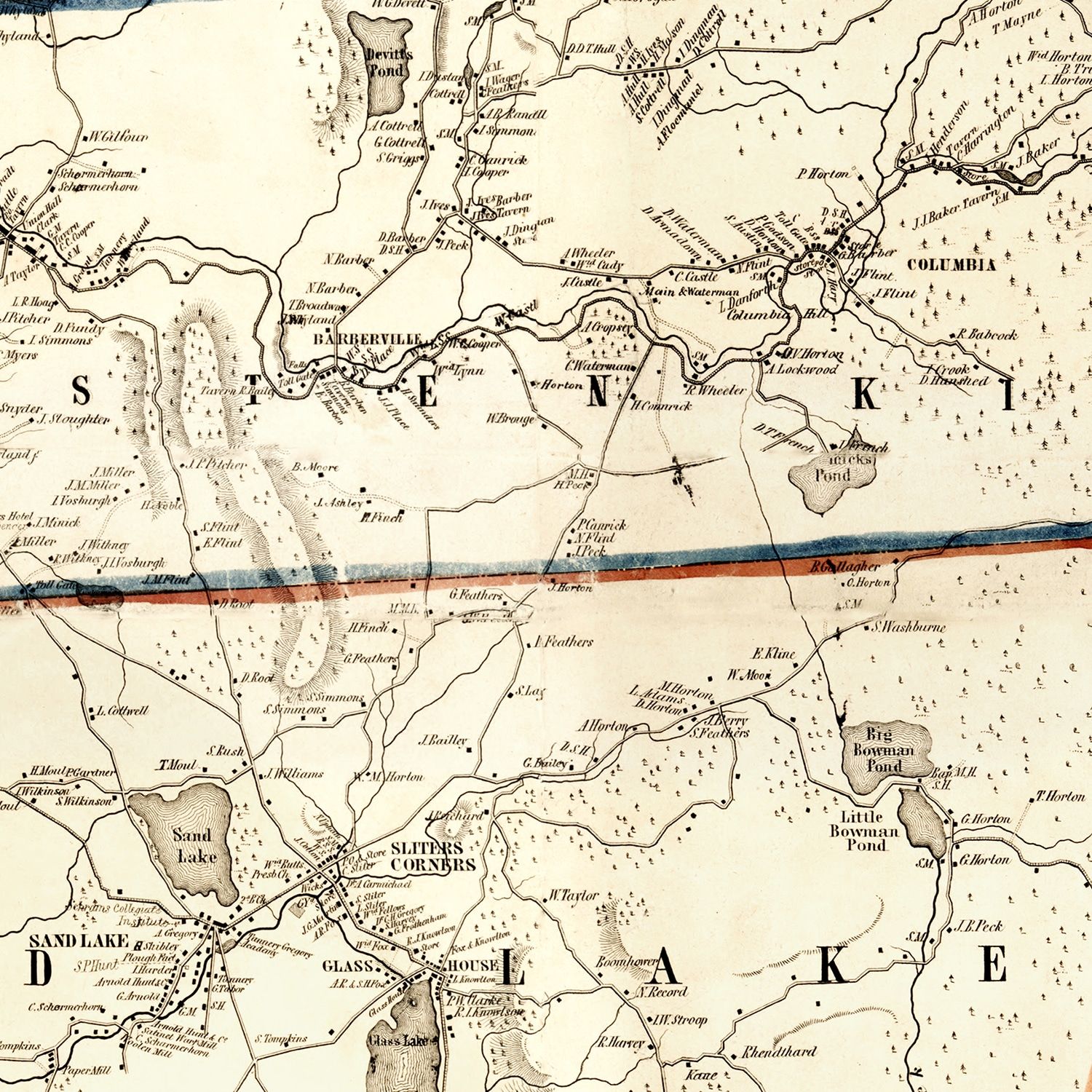 Vintage Map of Rensselaer County, New York 1854