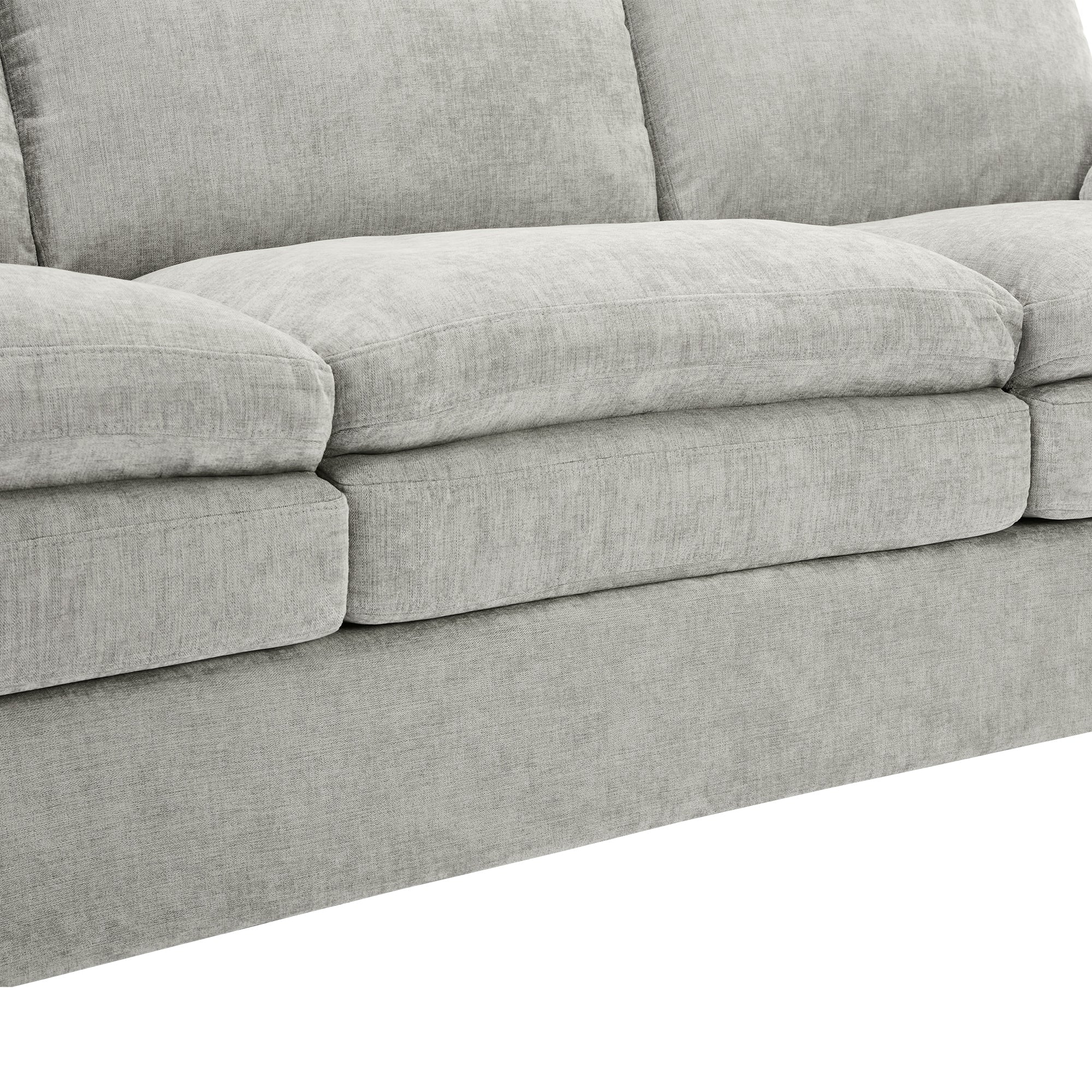 Cozy Upholstered Sofa Set with Double Cushion Design, Light Grey Chenille Fabric, Modern Living Room Couch