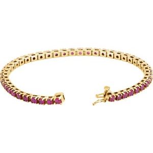 14K Yellow Gold Natural Ruby Line 7" Bracelet