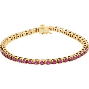 14K Yellow Gold Natural Ruby Line 7" Bracelet