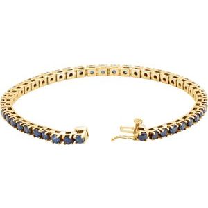 14K Yellow Gold Natural Blue Sapphire Line 7" Bracelet – image 2