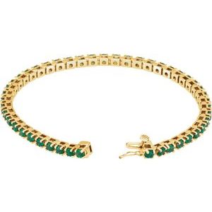 14K Yellow Gold Natural Emerald Line 7" Bracelet – image 2