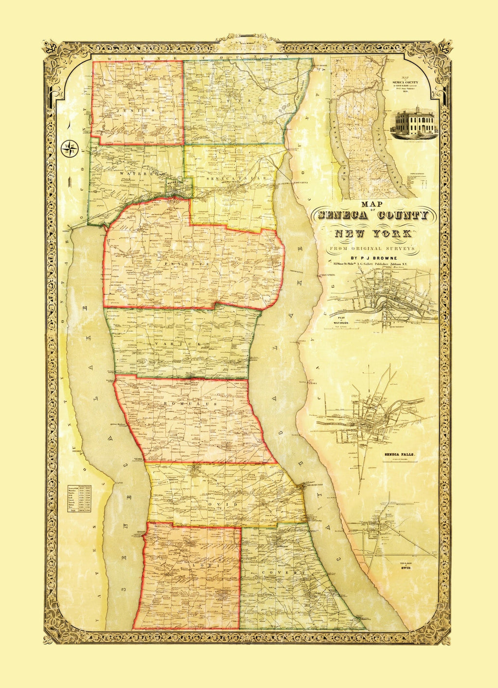 Vintage Map of Seneca County, New York 1858