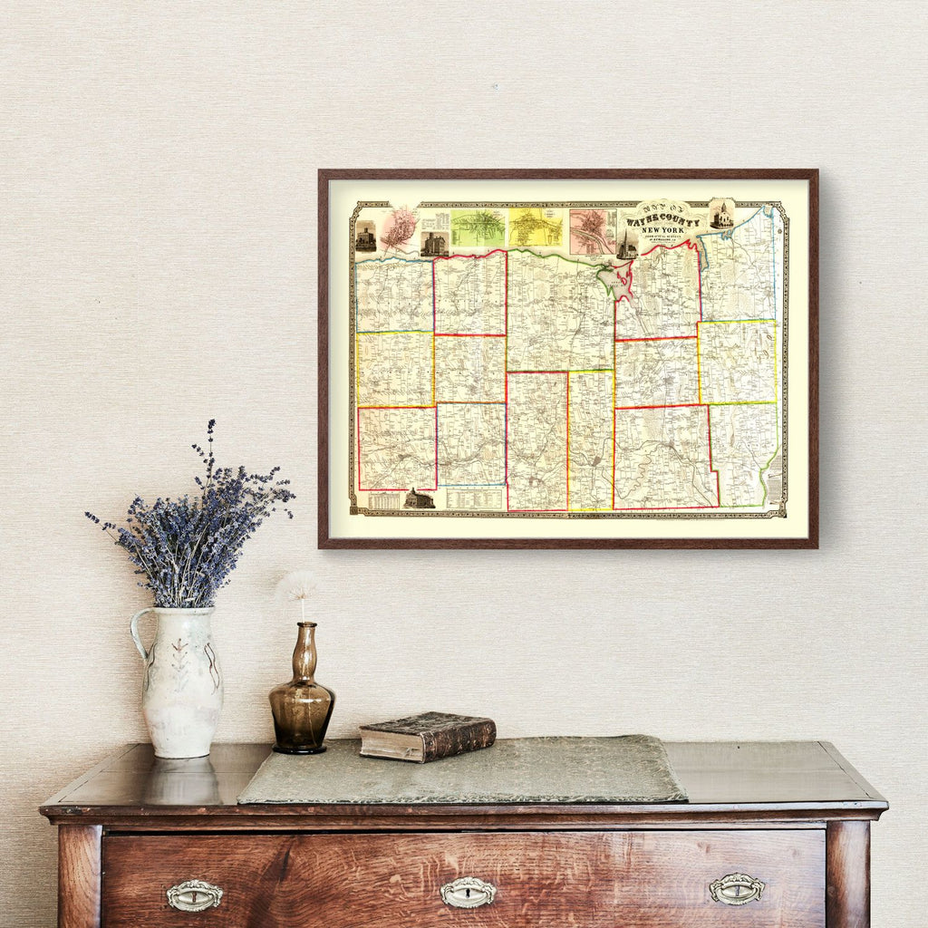 Vintage Map of Wayne County, New York 1853