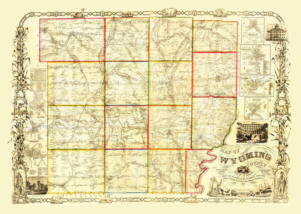 Vintage Map of Wyoming County, New York 1853