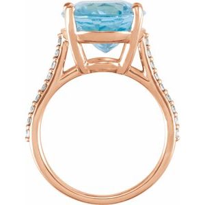 14K Rose Gold Natural Sky Blue Topaz & 1/4 CTW Natural Diamond Ring